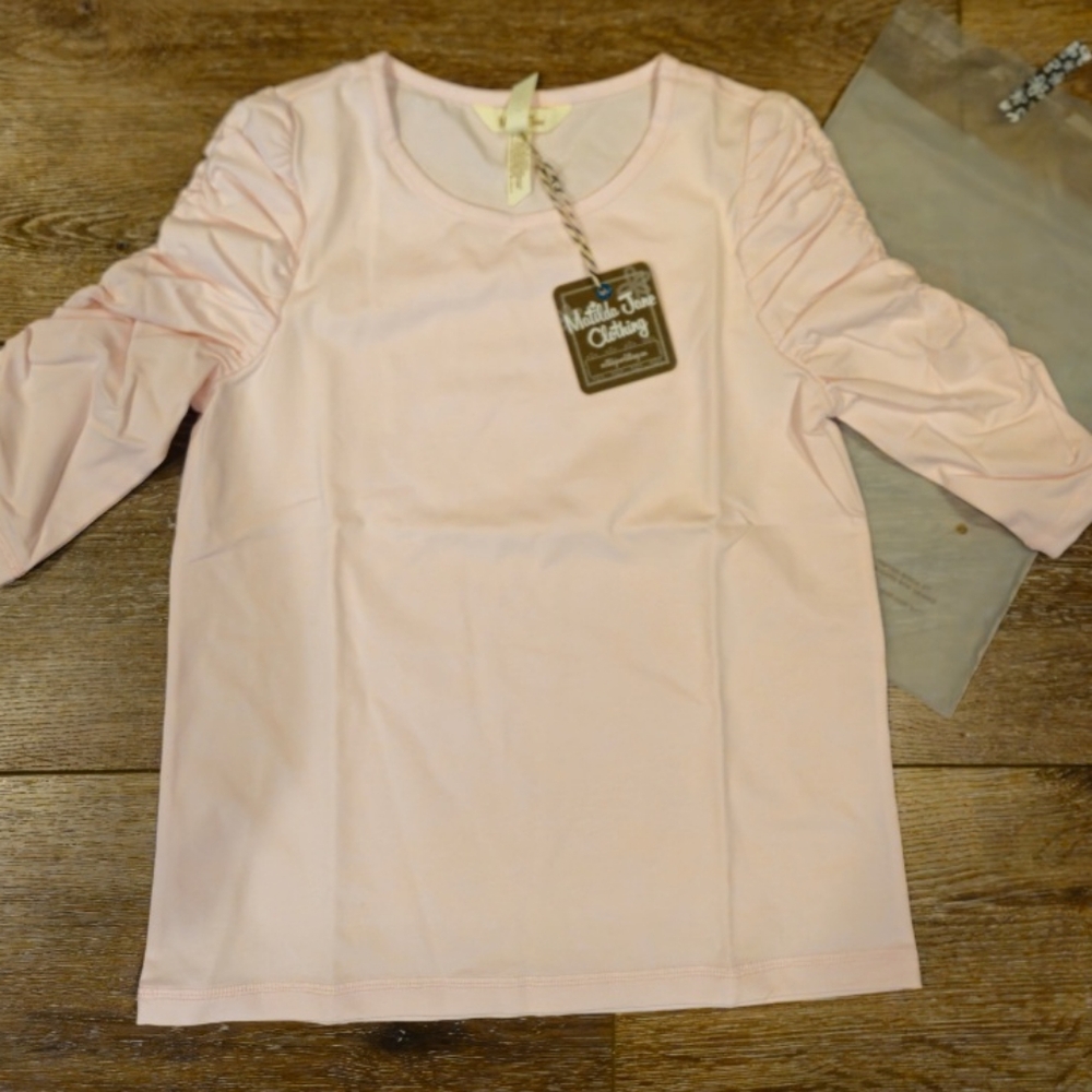 Matilda Jane Light Pink Ruched Sleeve Tee